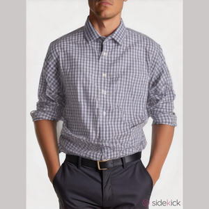 Sean John Shirt Men's 16.5 32/33‎ Tailored Fit Purple Checked Preppy Career